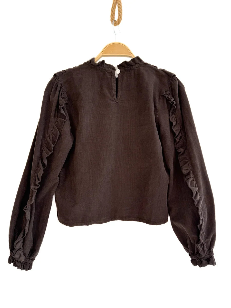 Blusa de Pana con Detalles Románticos