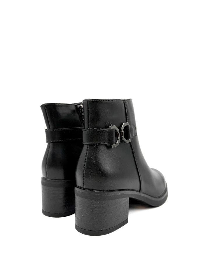 Botines con Tacón Grueso y Hebilla Decorativa