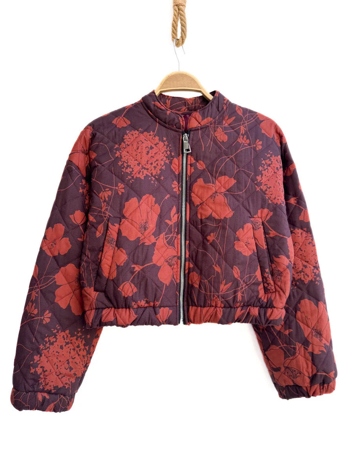 Chaqueta acolchada corta con estampado geométrico