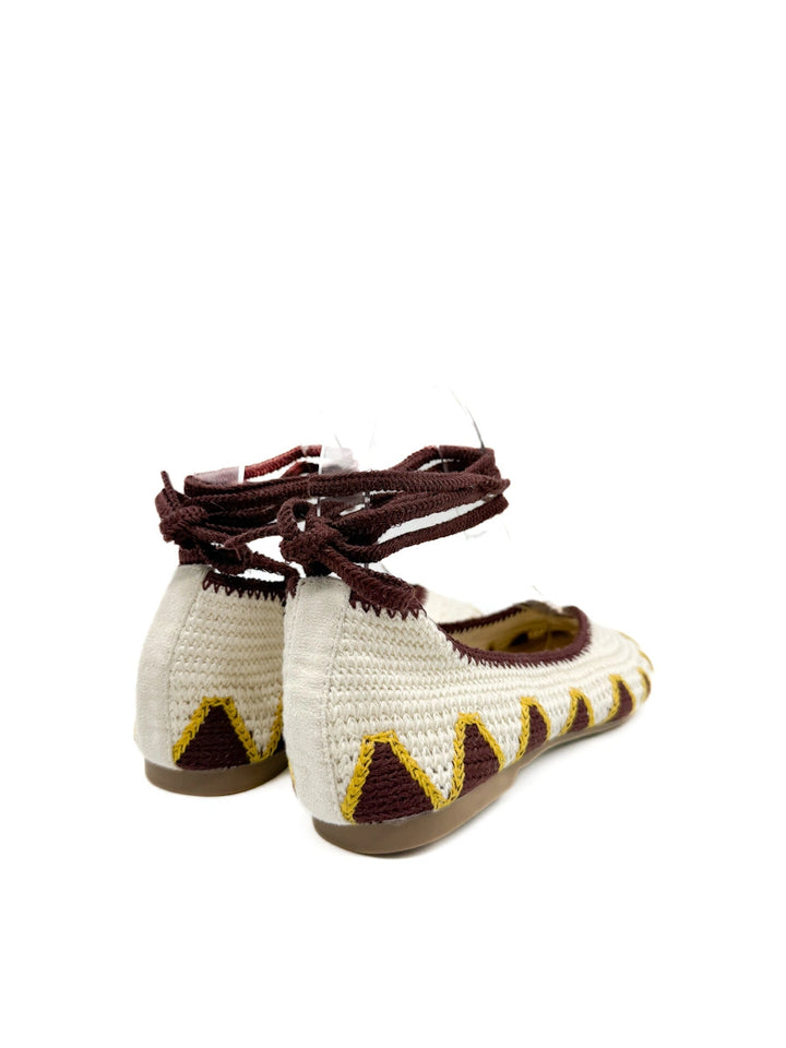 Bailarinas Artesanales de Crochet con Cintas para Tobillo y Diseño Étnico