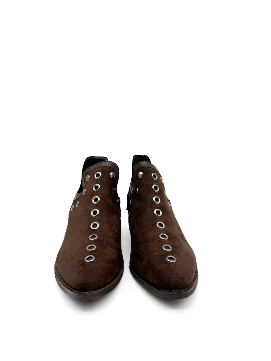 Botines cowboy con tachuelas y cremallera lateral