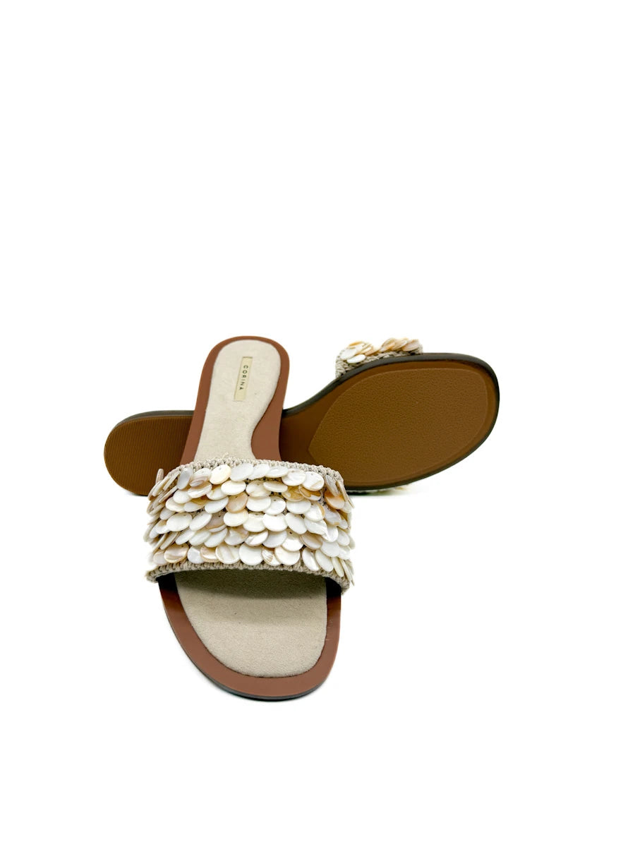 Sandalias Planas Corina con Nácar y  Crochet  | Estilo Boho Verano