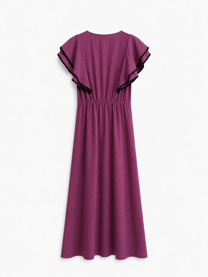 Vestido Largo  Estampado / Liso con Volantes