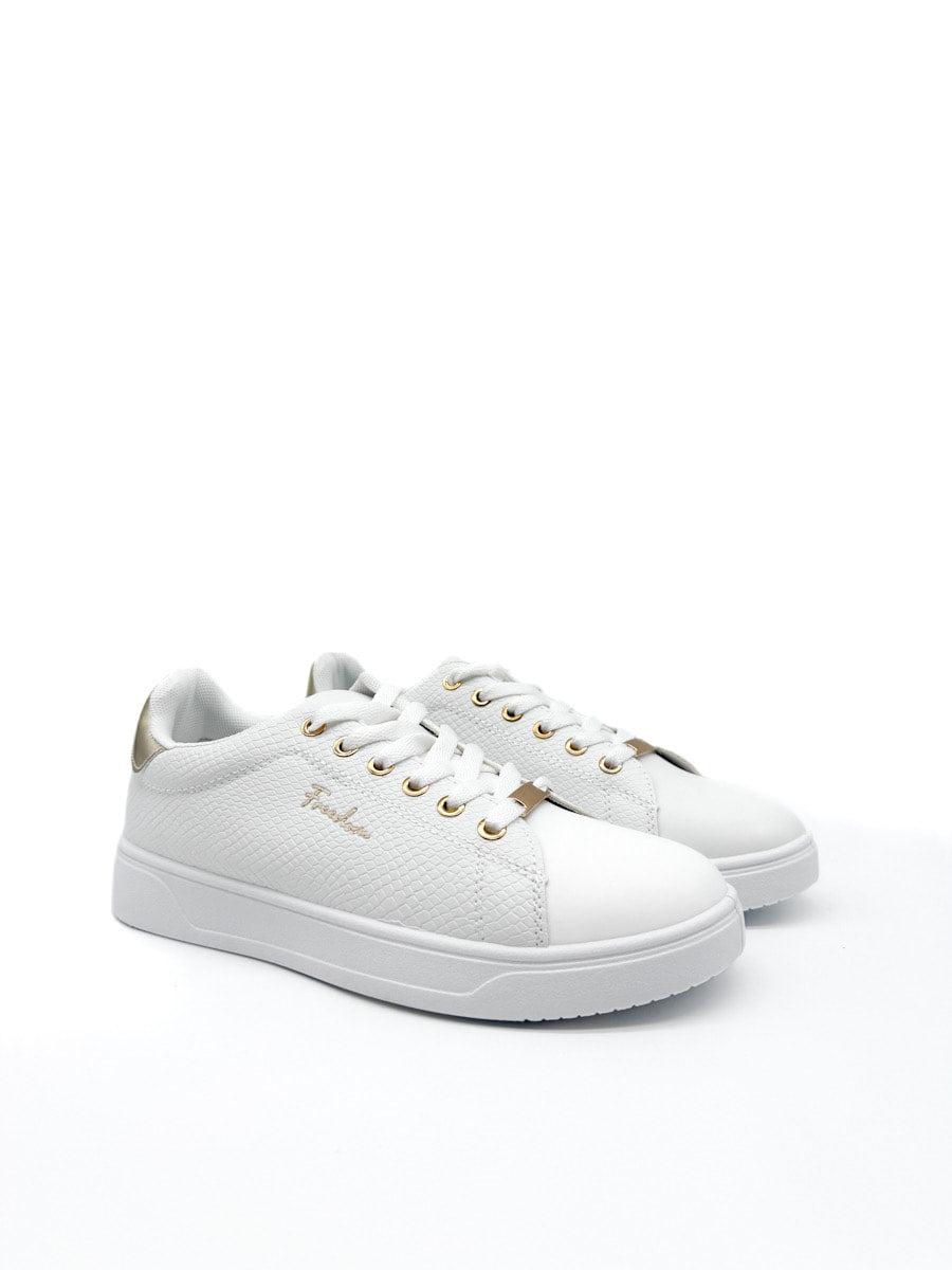 Zapatillas Blancas con Detalles Dorados y Plateados