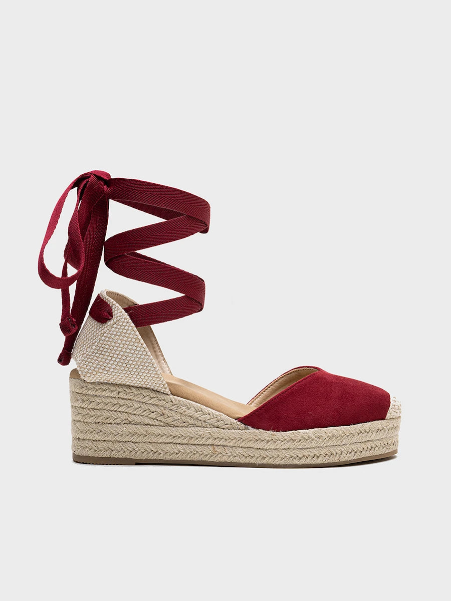 Alpargatas de Cuña Estilo Valencianas con Cierre de Cintas al Tobillo- Colección Verano