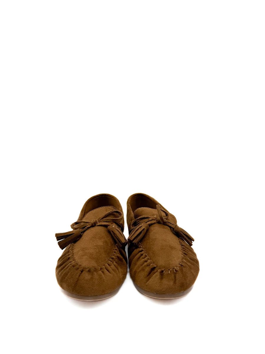Mocasines Planos de Ante con Borlas y Lazo