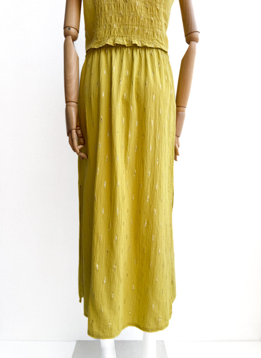 Conjunto de Blusa y Falda en Algodón Texturizado