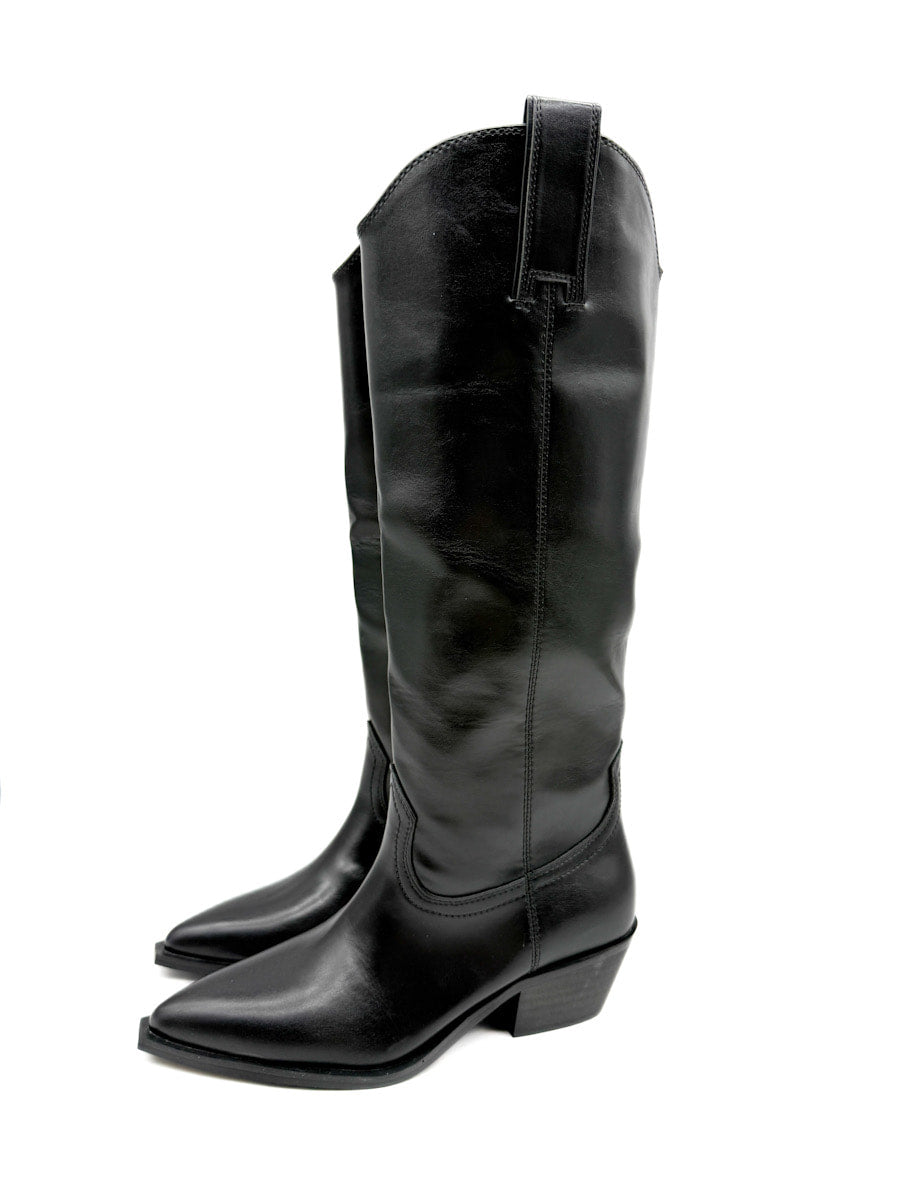 Botas Cowboy Negras de Cuero Sintético Estilo Clásico
