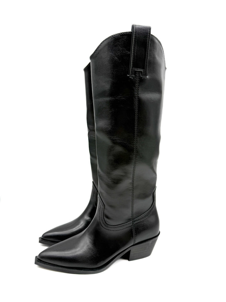 Botas Cowboy Negras de Cuero Sintético Estilo Clásico