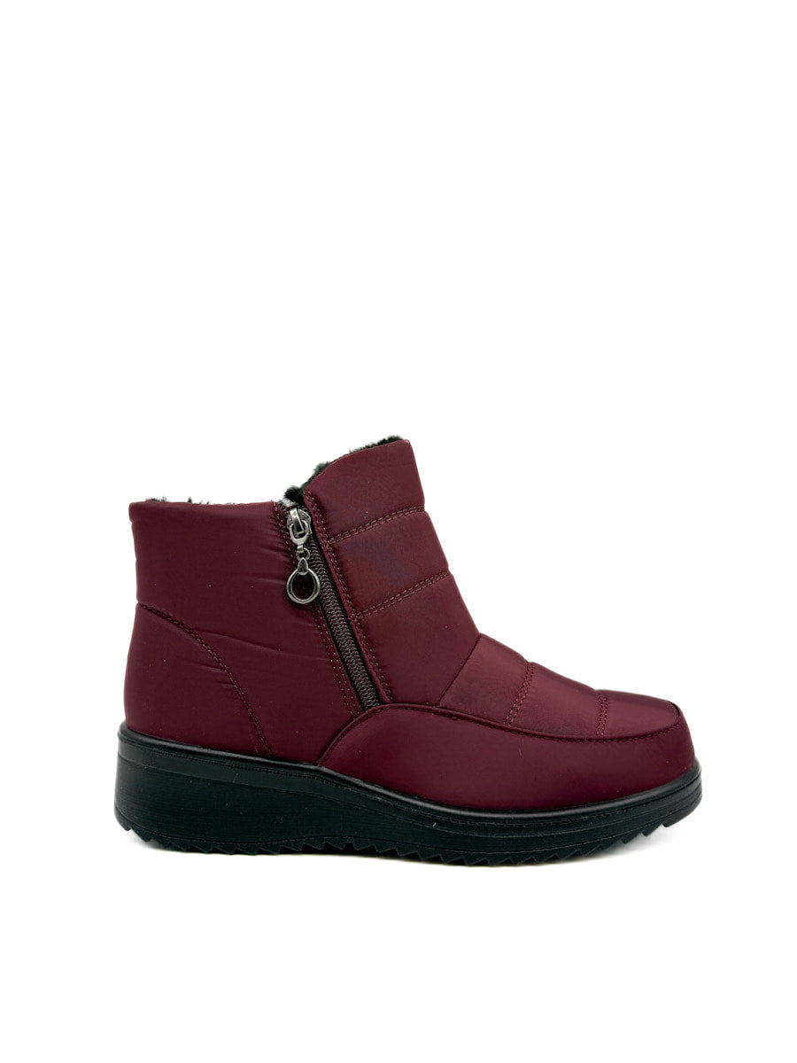 Botines de Nieve Impermeables con Doble Cremallera Burdeos