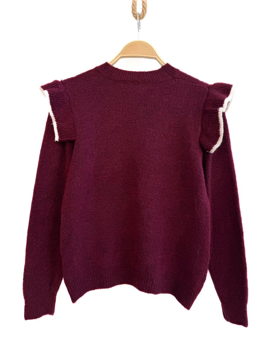 Jersey de punto suave con volantes en los hombros