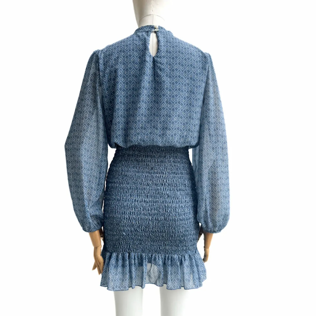 Vestido Dos Piezas con Estampado y Detalles Fruncidos