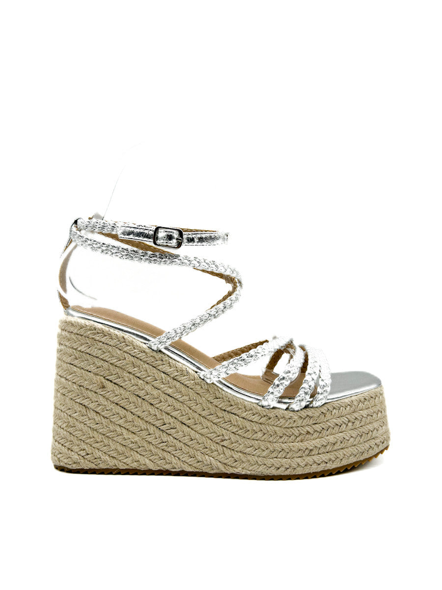 Sandalias de cuña con plataforma  tiras trenzado