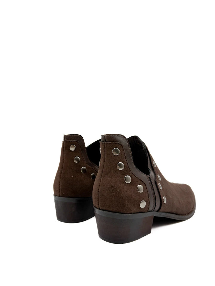 Botines cowboy con tachuelas y cremallera lateral