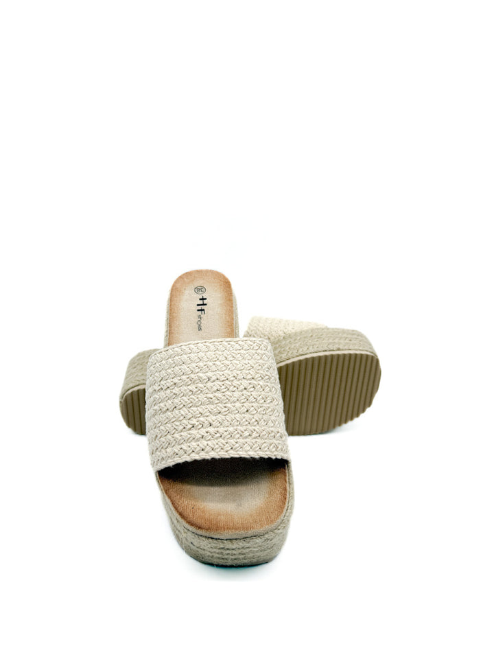 Sandalia Zueco de Plataforma de Yute con Tira de Crochet