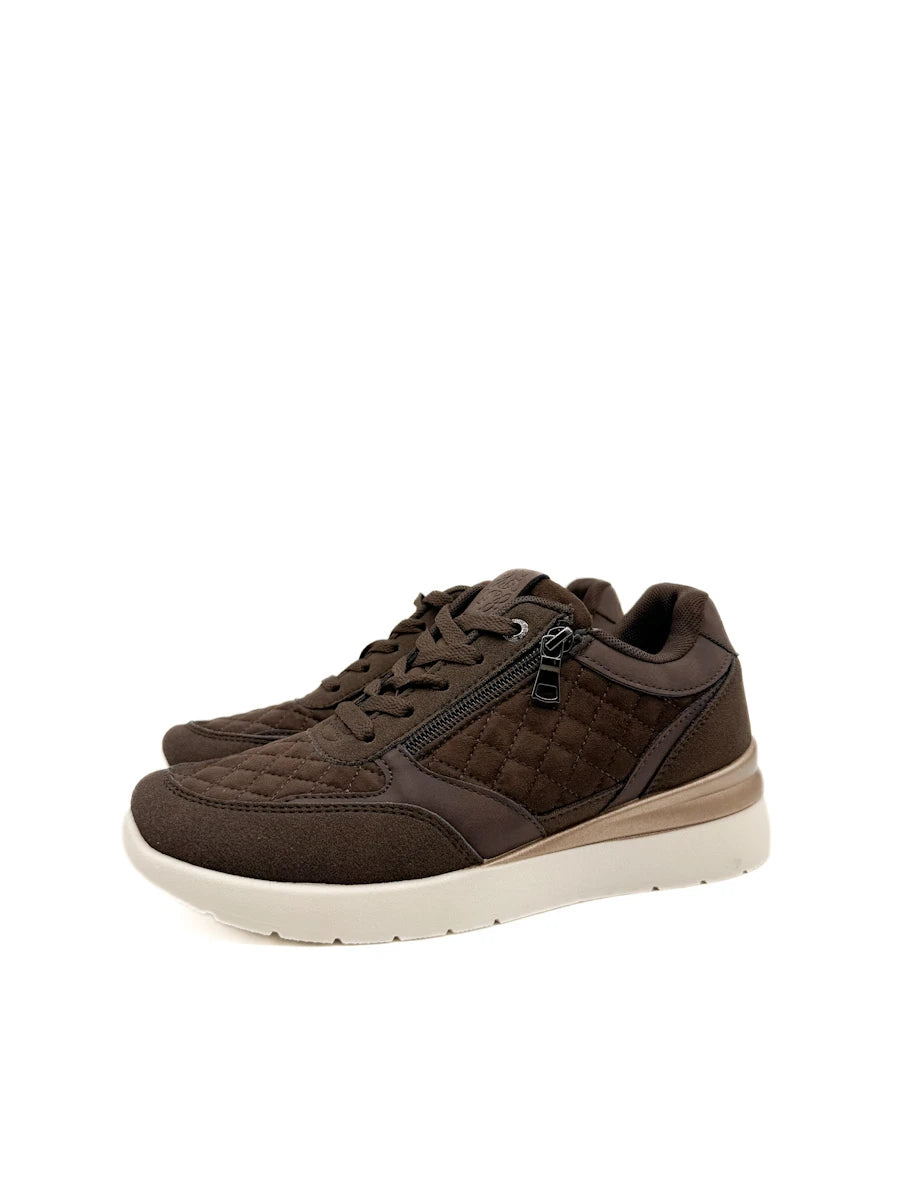 Zapatillas Casuales Acolchadas con Cuña, Cremallera Lateral y Suela Confort