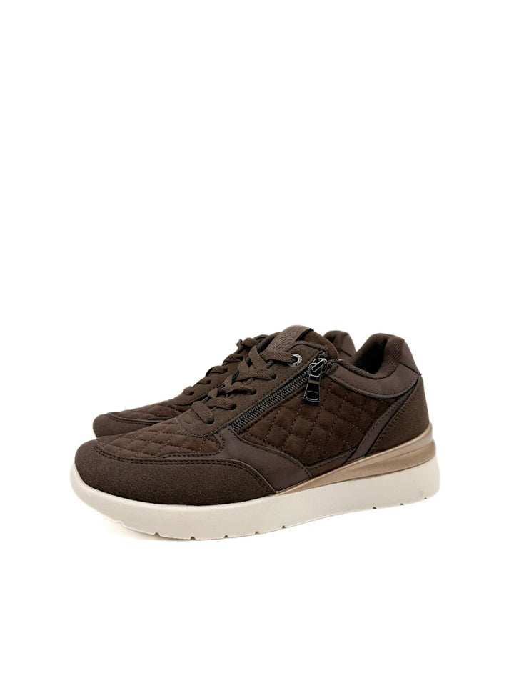 Zapatillas Casuales Acolchadas con Cuña, Cremallera Lateral y Suela Confort