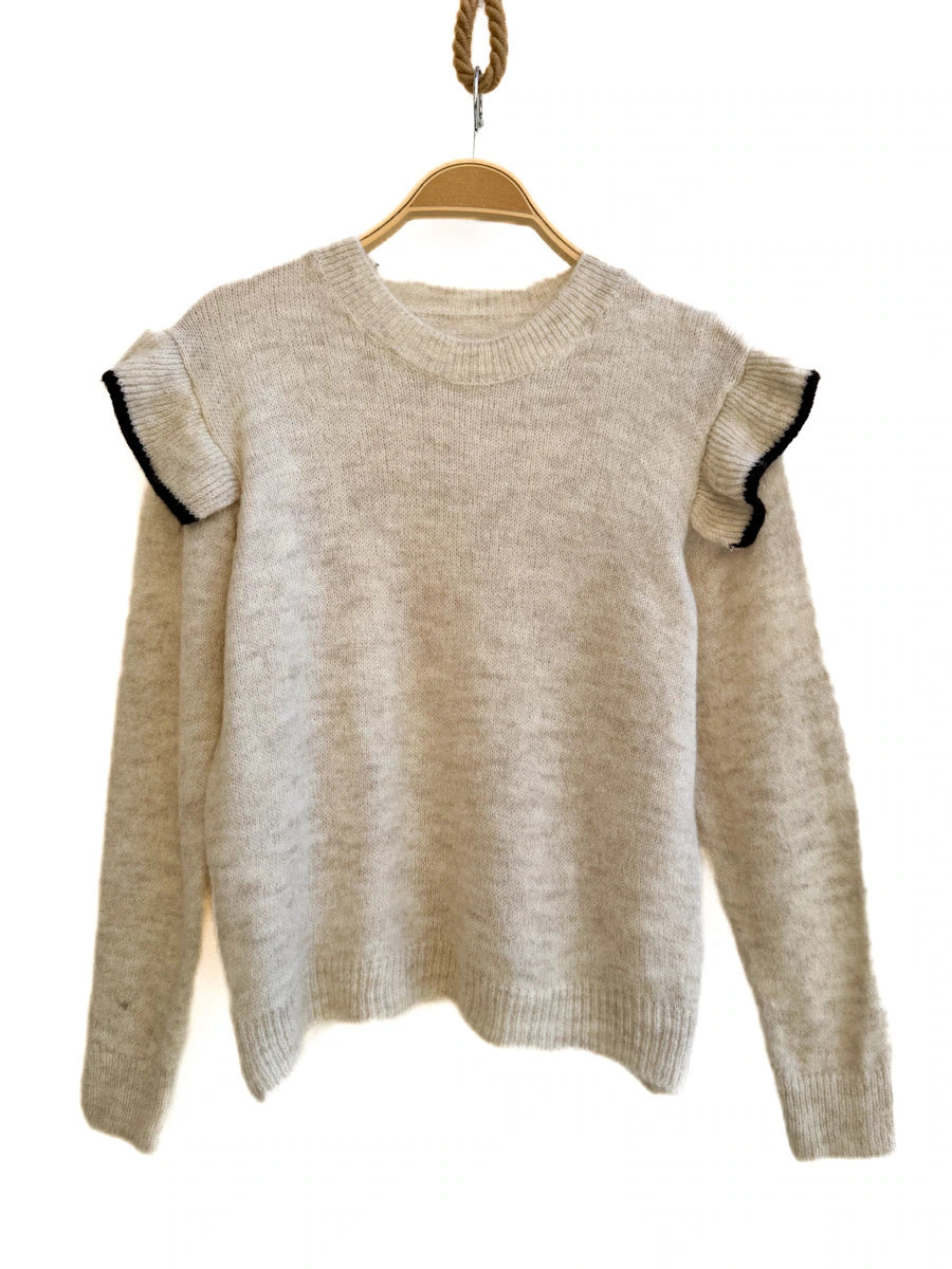 Jersey de punto suave con volantes en los hombros