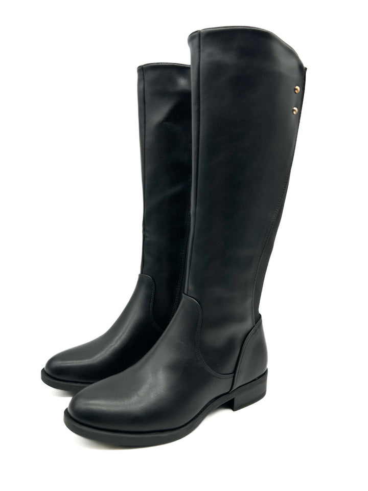 Bota Alta Plana Color Negra de Mujer H0208