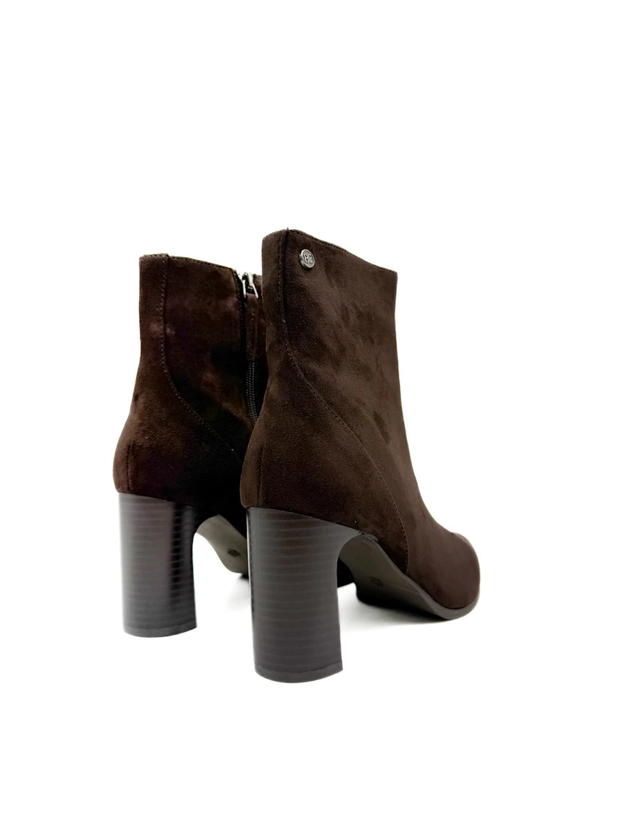 Botines de Antelina con Tacón Ancho y Punta Afilada