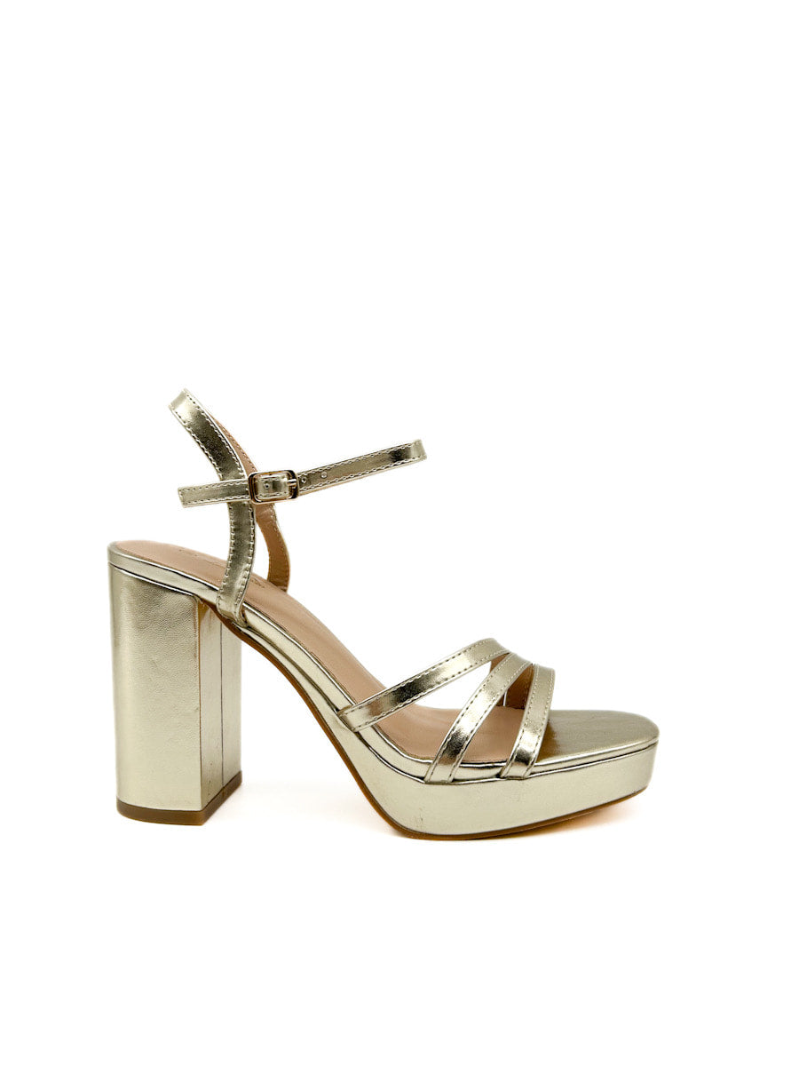 Sandalias de tacón de bloque y plataforma mujer Oro