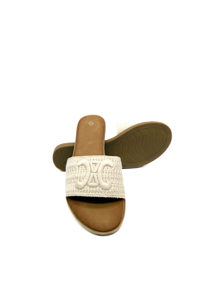 Sandalias de Pala  con Textura Trenzada Bordado
