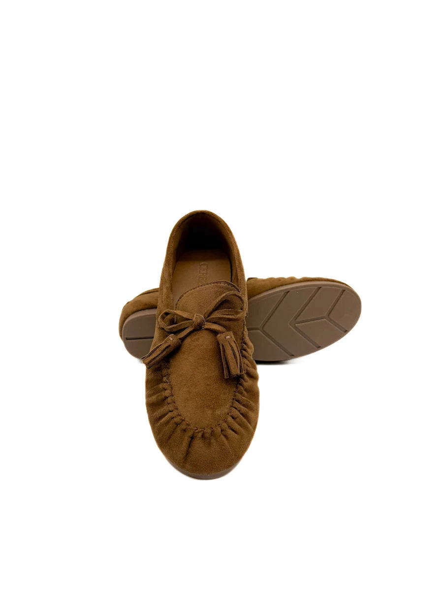 Mocasines Planos de Ante con Borlas y Lazo