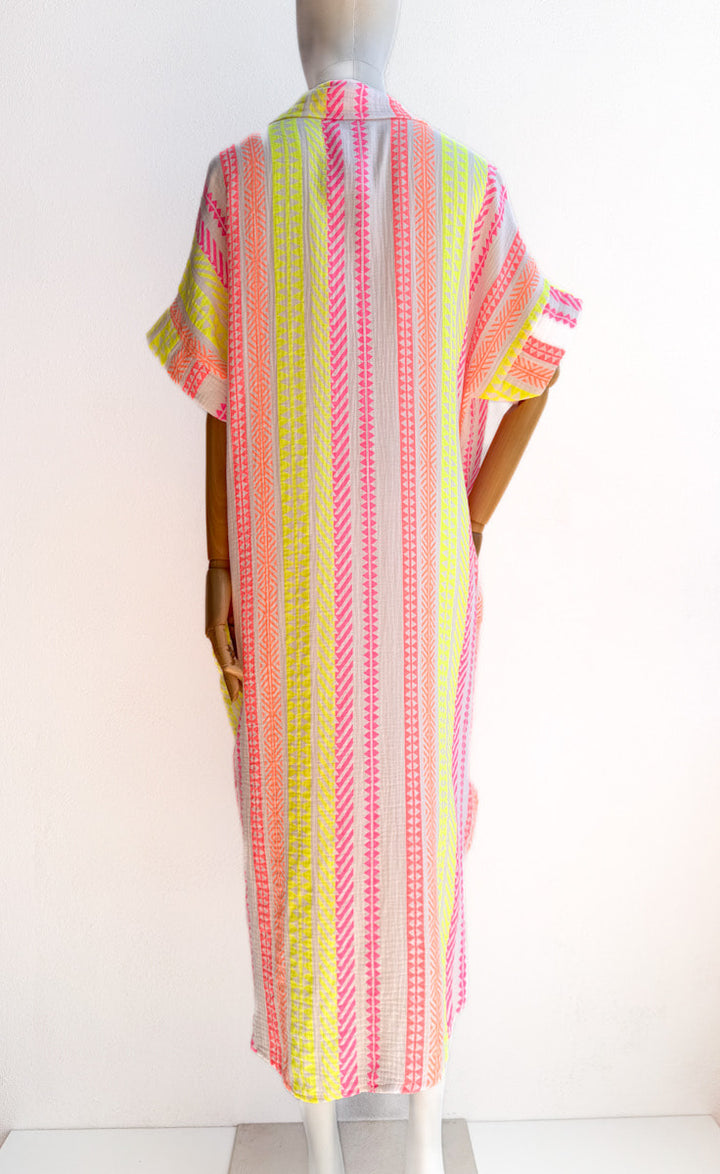 Vestido Camisero de Algodón con Estampado Étnico