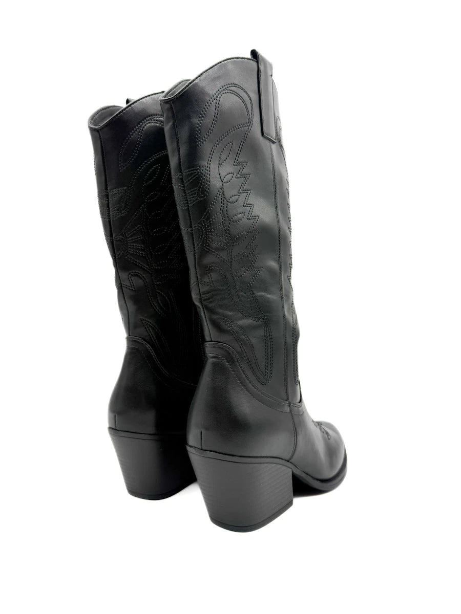 Botas Altas Cowboy de Mujer con Bordados Étnicos y Cremallera
