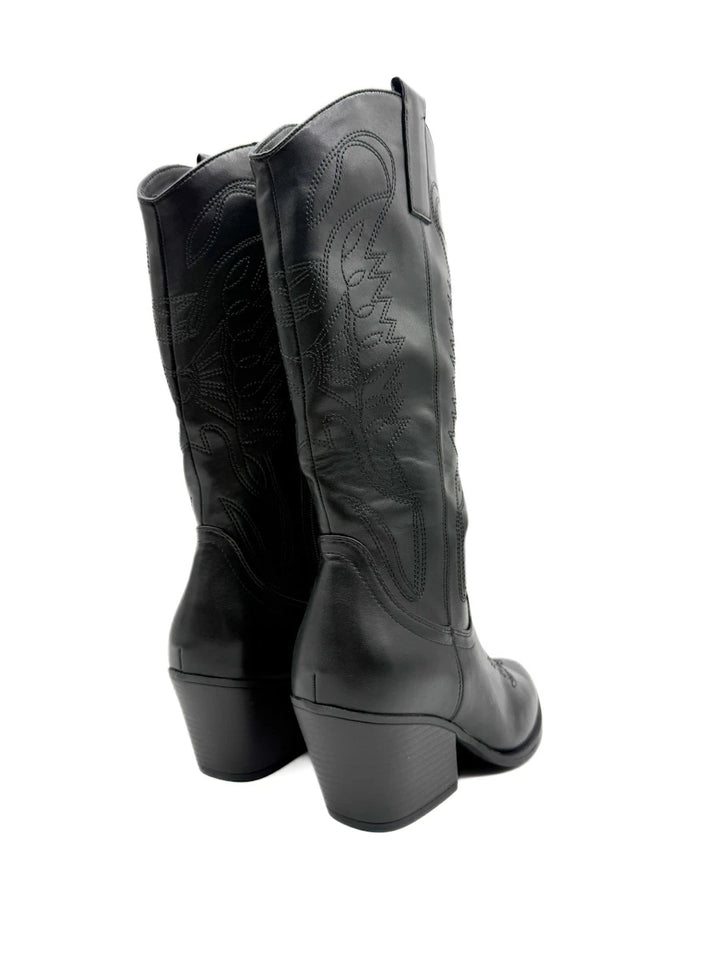 Botas Altas Cowboy de Mujer con Bordados Étnicos y Cremallera