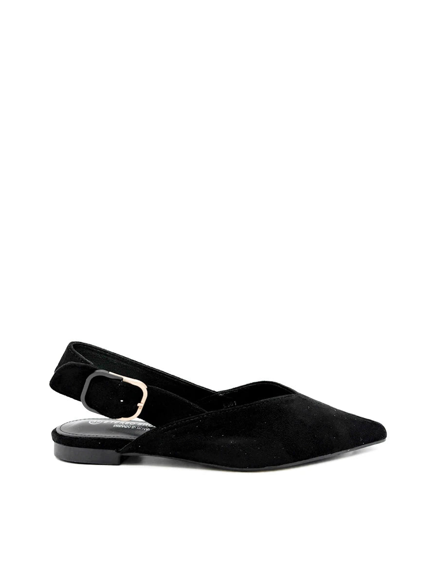 Zapatos Planos Destalonados de Antelina con Escote en V – Elegancia Diaria