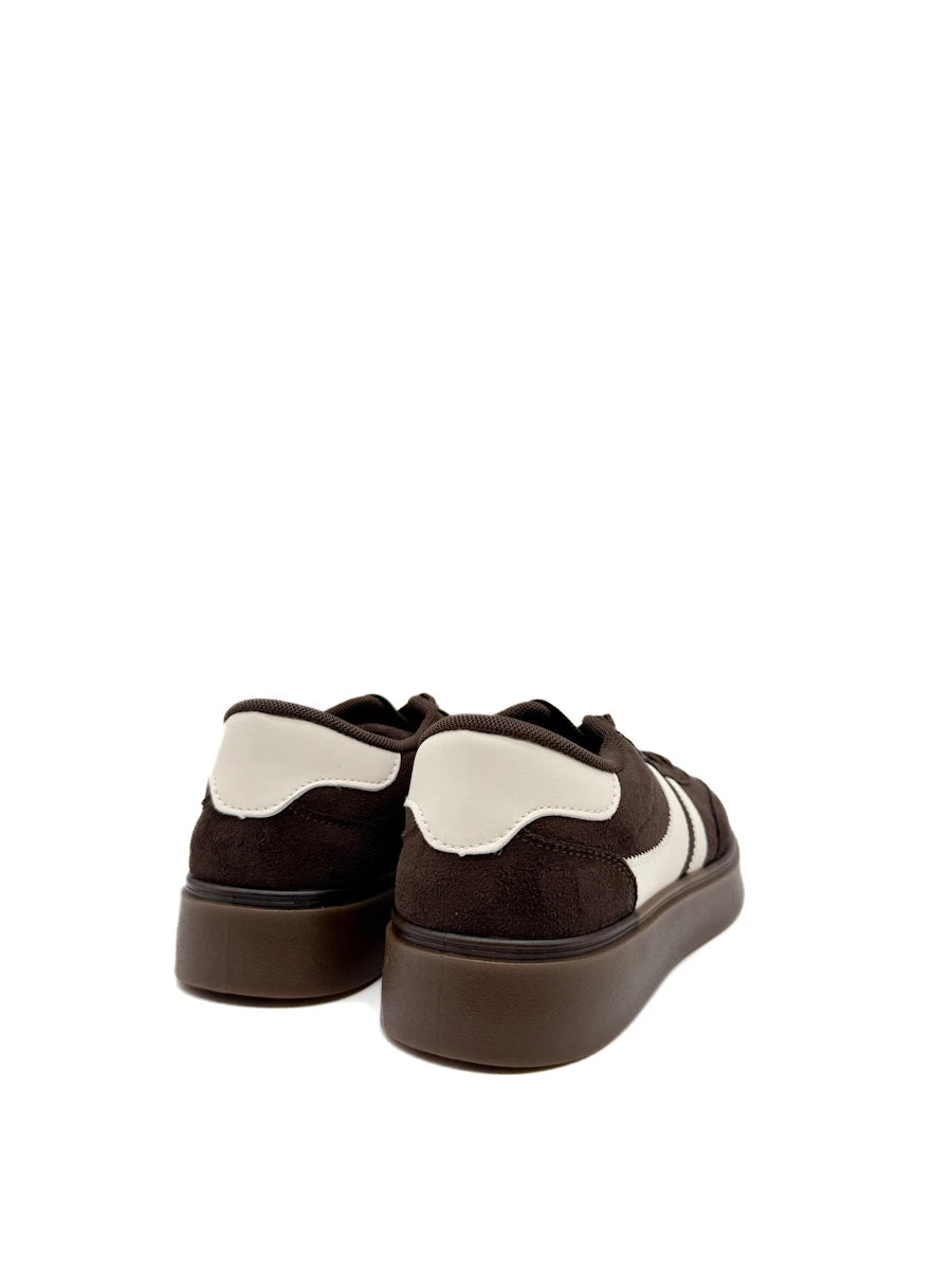 Zapatillas Bajas Retro de Ante Sintético con Franjas Contrastadas