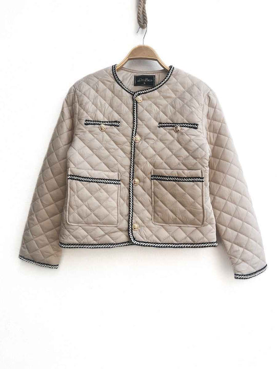 Chaqueta acolchada estilo tweed Beige