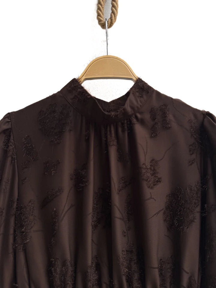 Vestidos Elegante de Manga Larga con Volantes y Estampado Floral