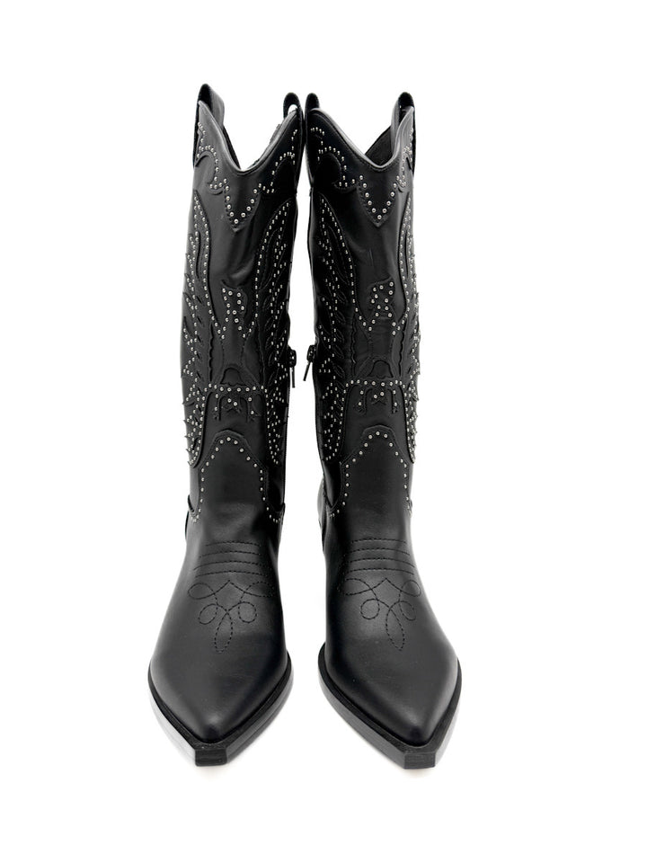 Bota Cowboy Negras con Tachas Detalles Elegantes Corina M 5801