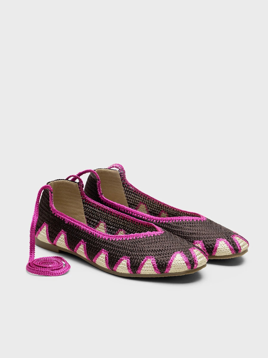 Bailarinas de Crochet con Cintas para Tobillo