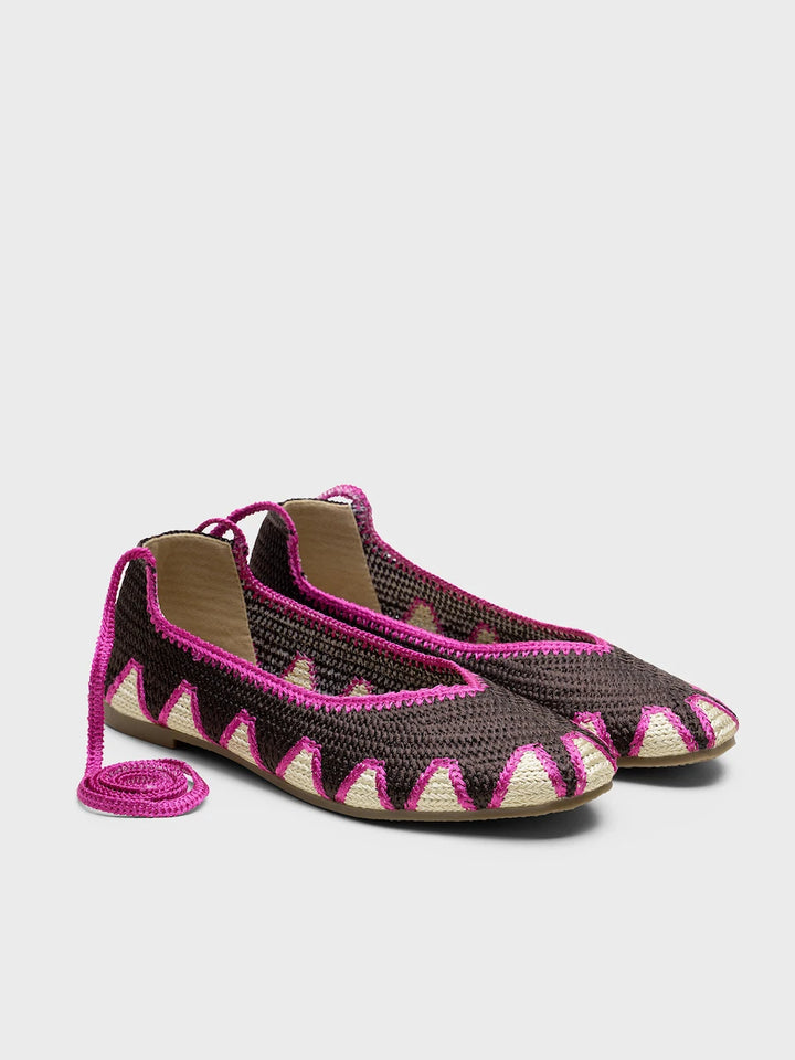 Bailarinas de Crochet con Cintas para Tobillo