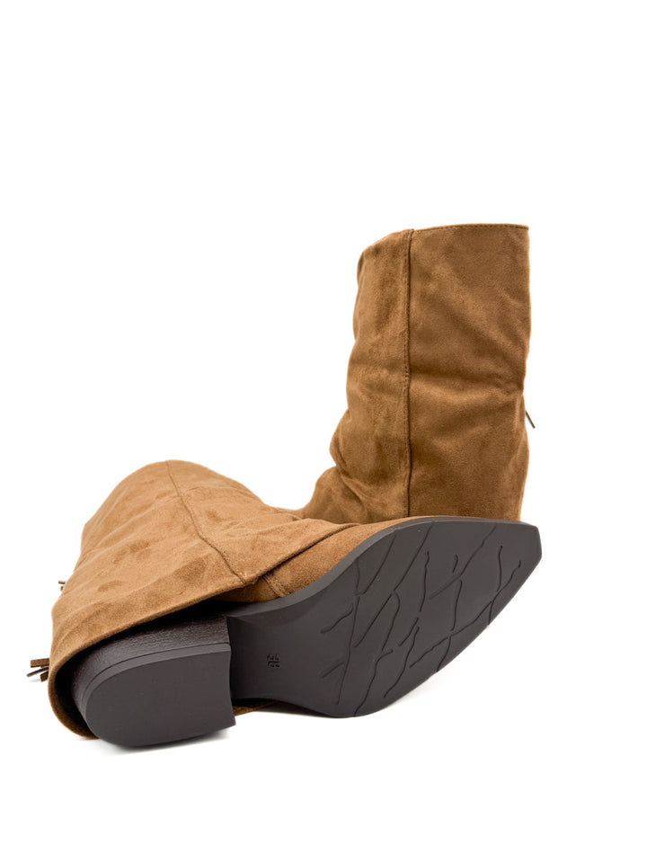 Botines Estilo de Cowboy Detalles Flecos