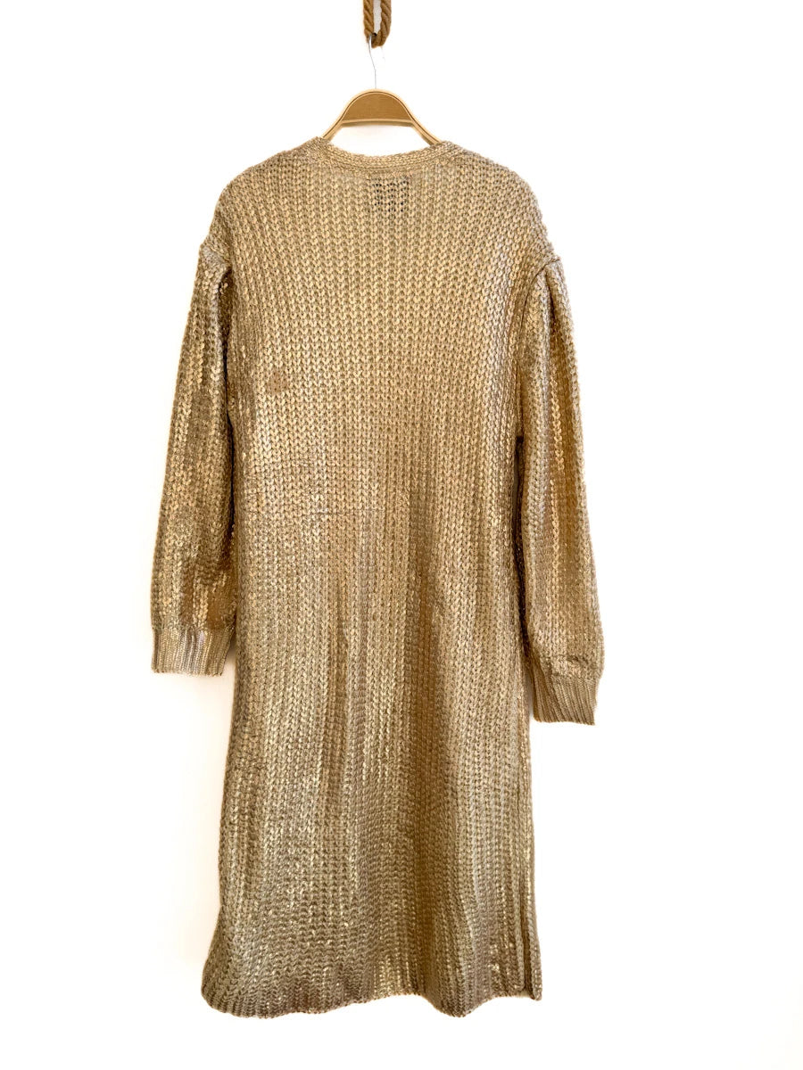 Cardigan largo de punto con acabado metálico