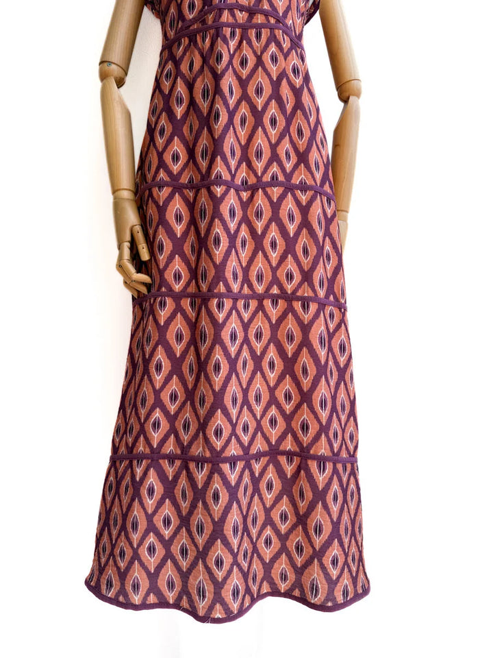 Vestido Largo de Algodón con Estampado Étnico