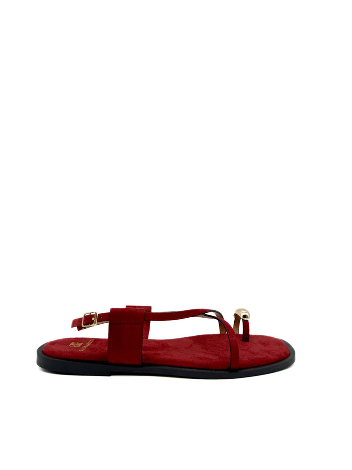 Sandalias Planas de Dedo para Mujer con Tiras Cruzadas y Detalle Dorado