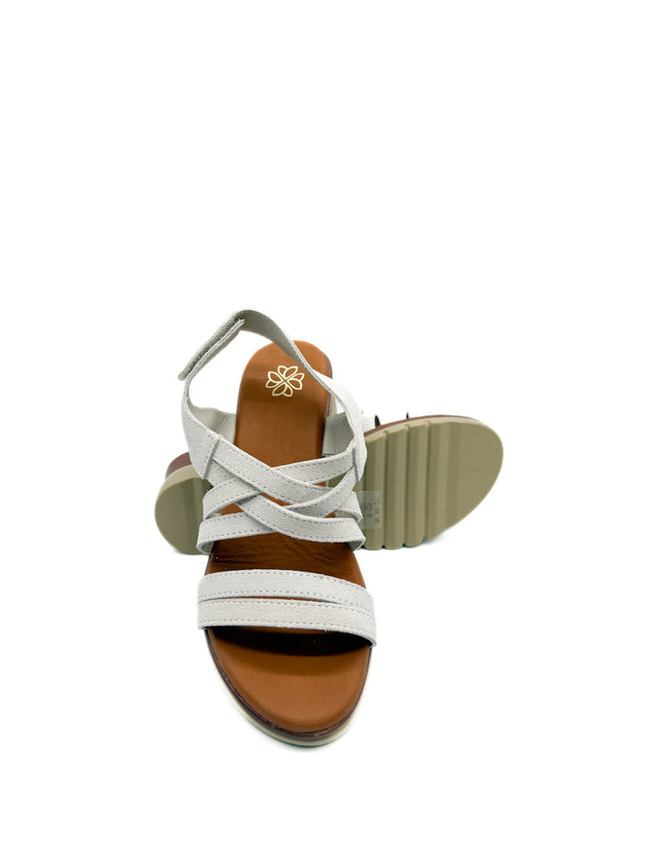Sandalias Cuña de Piel Cierre Con Velcro