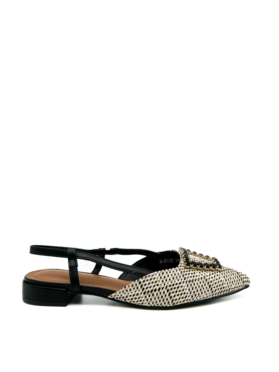 Zapatos Planos Adorno Joya Parte Delantera S-5112 Ngero