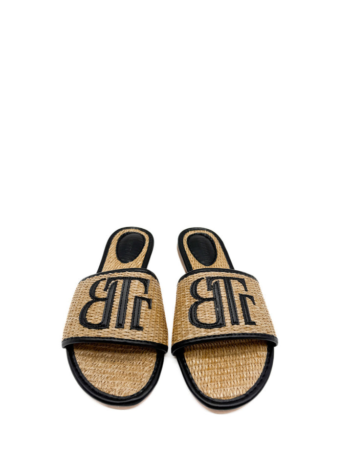 Sandalias Planas de Rafia con Monograma