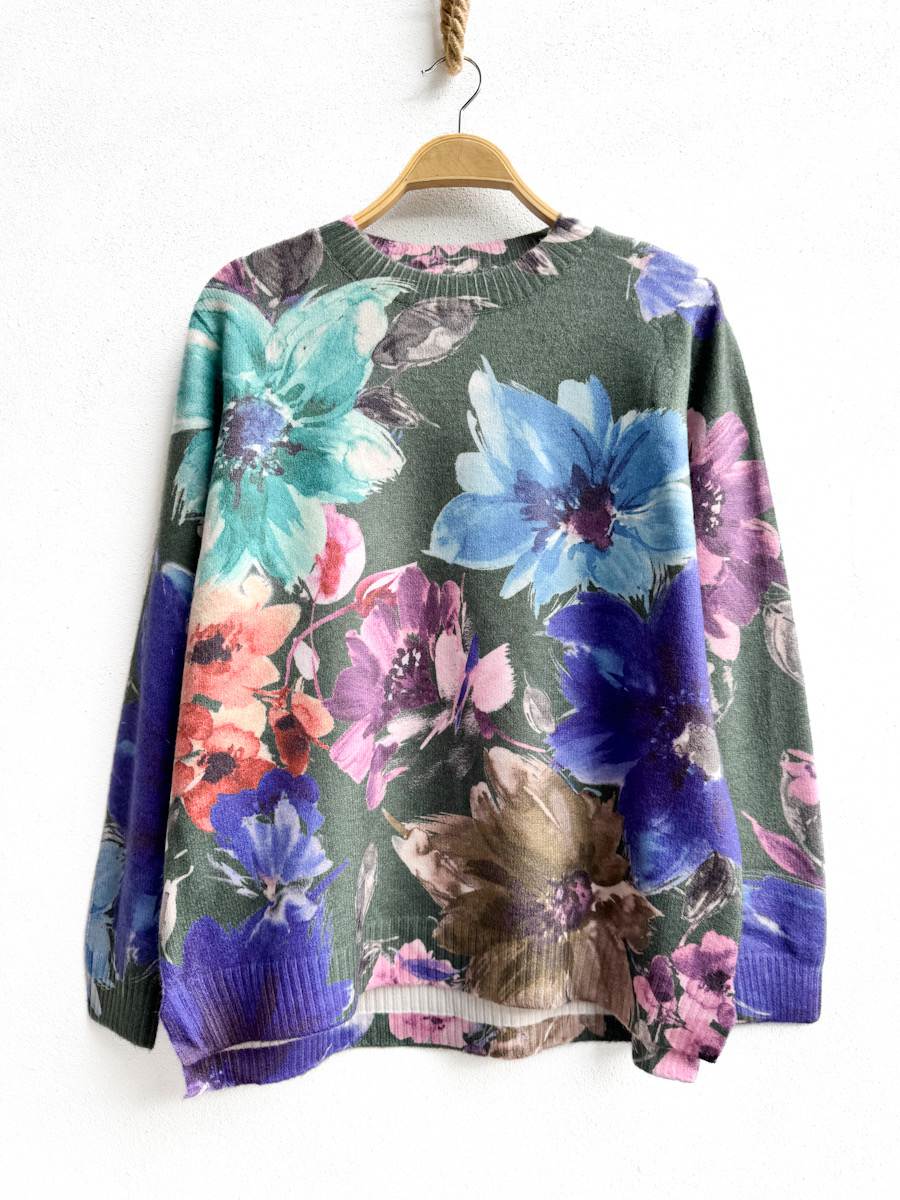 Jersey Con Flores Verde