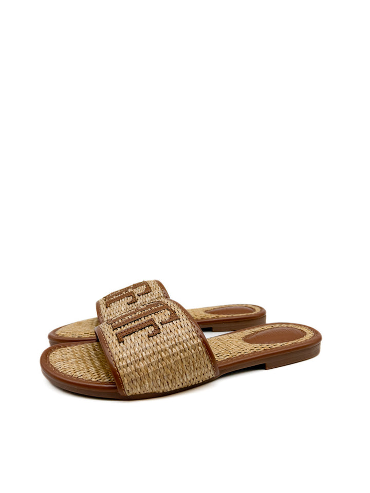 Sandalias Planas de Rafia con Monograma