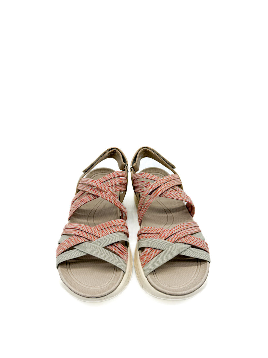 Sandalias de plataforma con tiras cruzadas en tonos rosa y gris