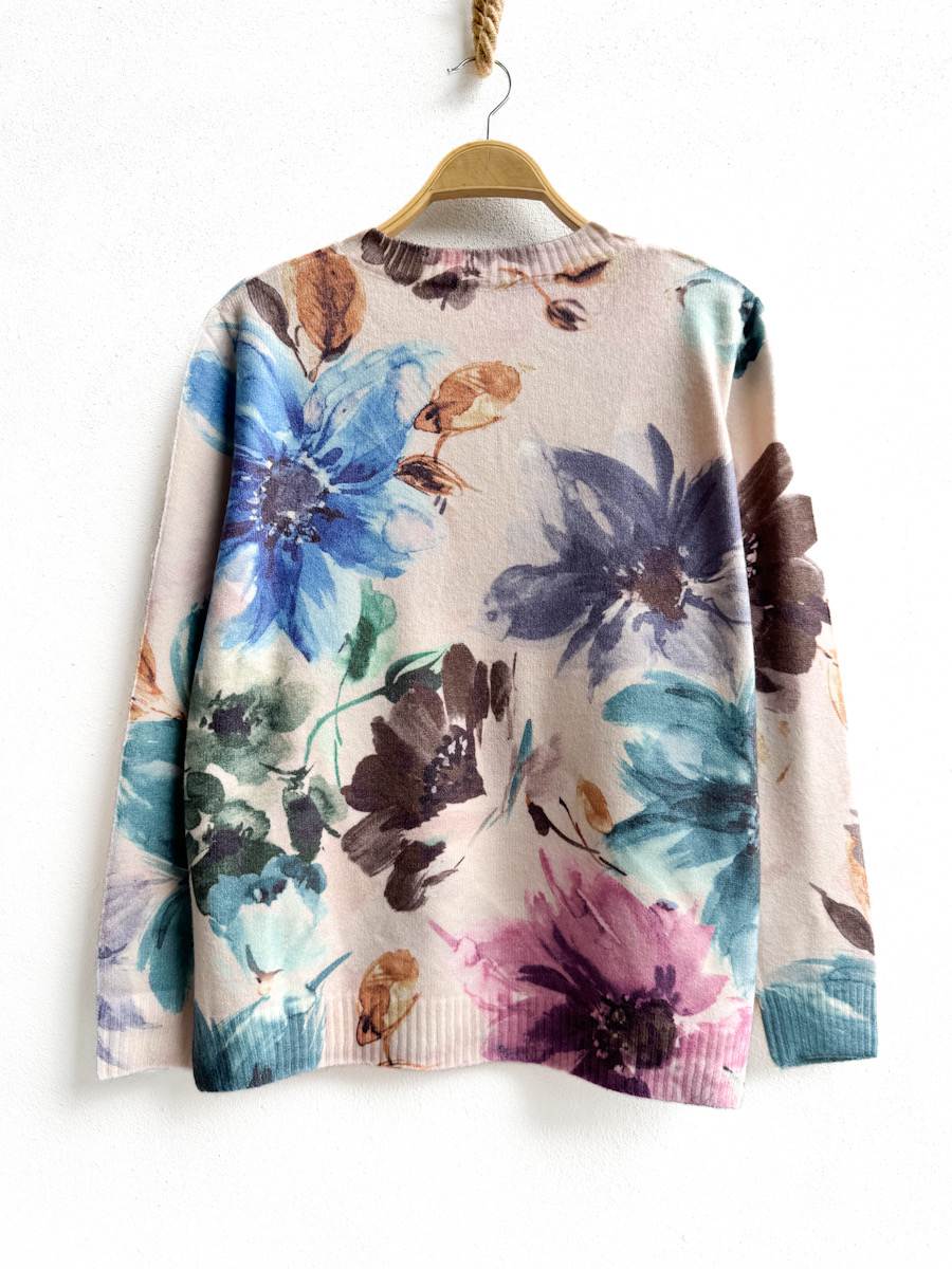 Jersey Con Flores Beige