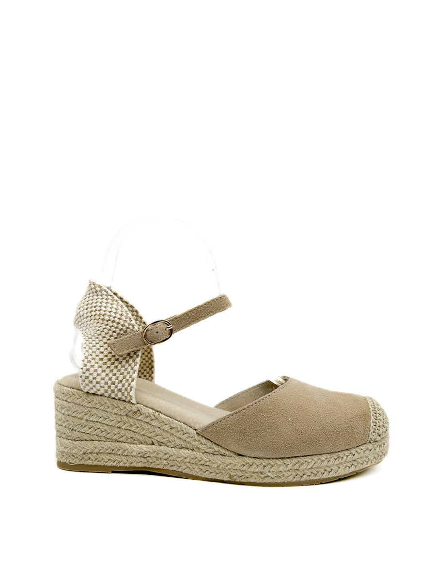 Alpargatas de Piel con Cuña de Yute CF3454 Beige