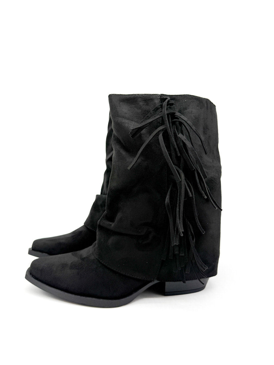 Botines Estilo de Cowboy Detalles Flecos